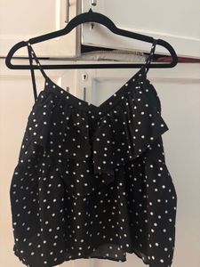 Black Polka Dot Ruffle Cami Top