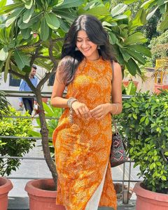 Orange Ethnic Kurta with White Pants