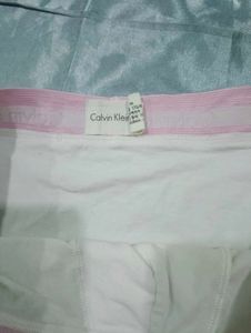 Ck White Boxer Briefs with Pink Band