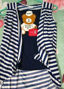 Cute Teddy Bear Striped Top