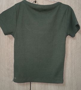Ribbed Green Short Sleeve Top