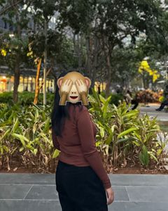 Brown Collared Long Sleeve Top
