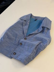 Blue Cropped Collared Shirt