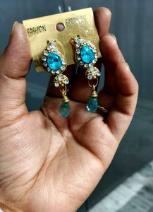 Blue Stone Dangle Earrings
