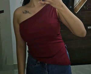 Maroon one shoulder Tunic Top