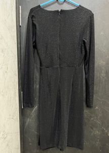 Elegant Black Shimmer Wrap Dress