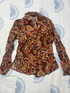 Boho Paisley Print Button-Up Shirt