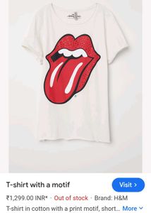 H&amp; M Rolling Stones Graphic Tee Wool Insid