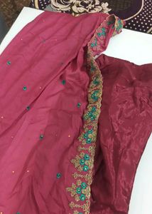Elegant Maroon Kurta with Embellished Neckline