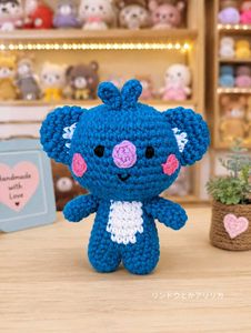 Handmade Crochet BTS Blue Koala Plush Toy