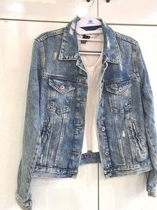 Washed Denim Jacket with Distress