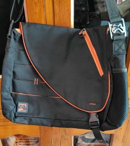 Black and orange bag with adjustable straps