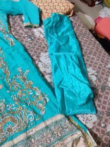 Turquoise Embellished Kurta Set