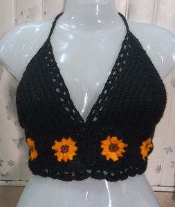 Black German  Square  Bikini  Top