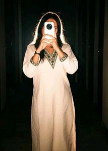 White Kurta with pants Embroidered Neckline