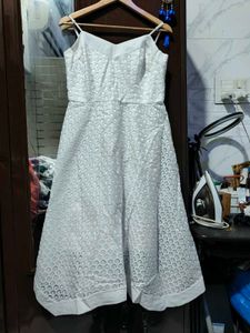 Elegant White A-Line Midi Dress