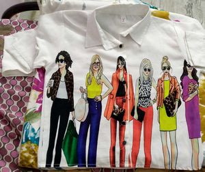 Unique Graphic Print Button-Up Shirt