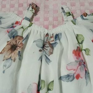 Floral Ruffle Cold Shoulder Top
