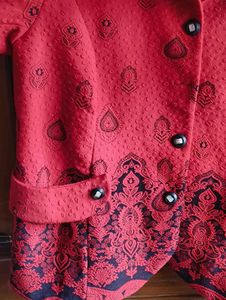 Vibrant Red Textured Blazer