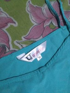 Teal Cold Shoulder Top