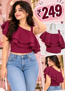 Chic Ruffled One-Shoulder Crop Top