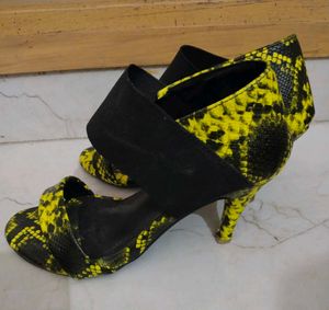 Neon Black Snake Print Heels