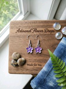 Charming Purple Flower Drop Earrings