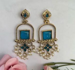Exquisite Blue Stone Dangler Earrings