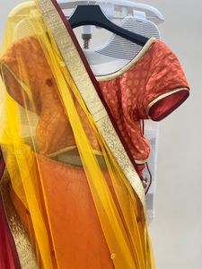Orange Silk Blouse with Gold Trim