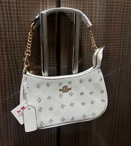 Coach White Embellished Shoulder Bag