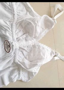 White Cotton Camisole with Lace Trim