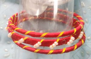 Red &amp; Yellow Striped Bangles