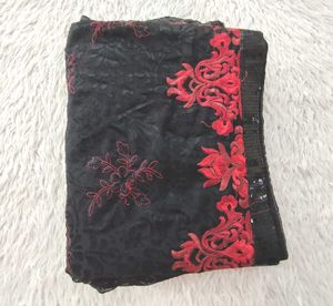 Black And Red Floral Saree (Women's)