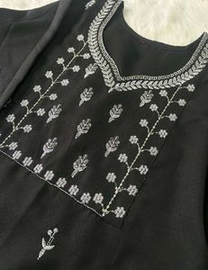 Elegant Black Kurta Set with Silver Embroidery