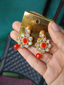 Red Beaded Jewellery Set with Earrings