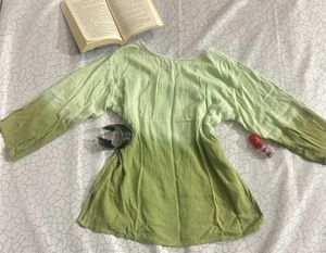 Green Ombre Embroidered Kurta
