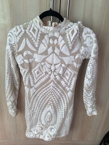 Designer white sequin party dress