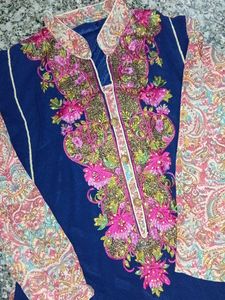 Embroidered Navy Blue Kurta salwar duptta