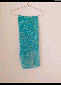Stunning Teal Embroidered georgette Dupatta