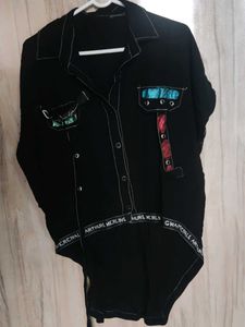 Unique Black Button-Up Shirt