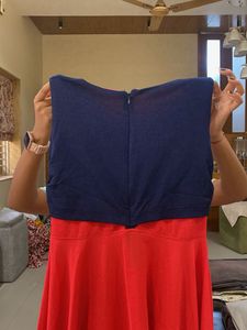 Chic Red &amp; Navy A-Line Dress