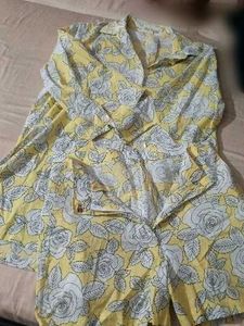 Yellow Floral Printed Kurti