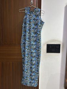 Grey Blue floral maxi dress