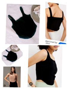 Black Corset Style Tank Top