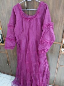 Elegant Purple Gown with Ruffles