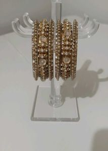Gold &amp; Crystal Bangle Set