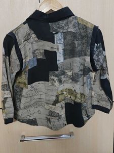 Unique Patchwork Collared Cropped Top