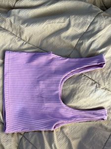 Lilac Ribbed Crop Tank Top