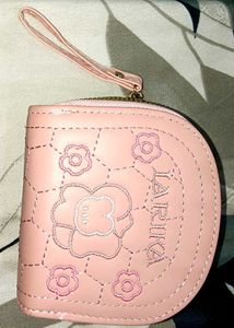 Cute Pink Floral Wallet with Wrist Strap