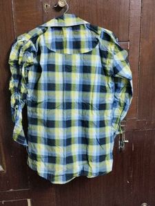 Checkered Long Sleeve Yellow Blue Women's Shirt